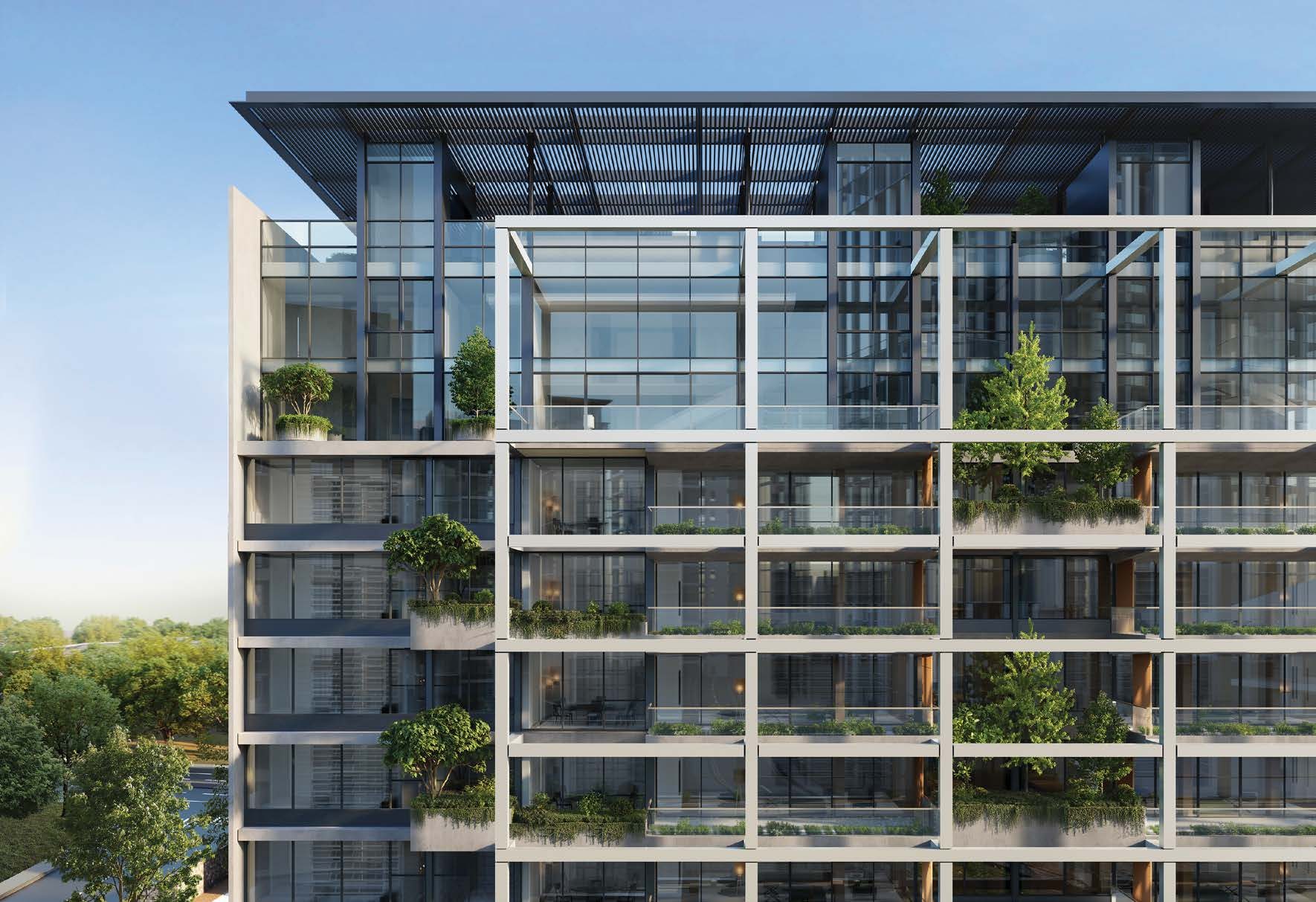The layered façade of 21 Anderson